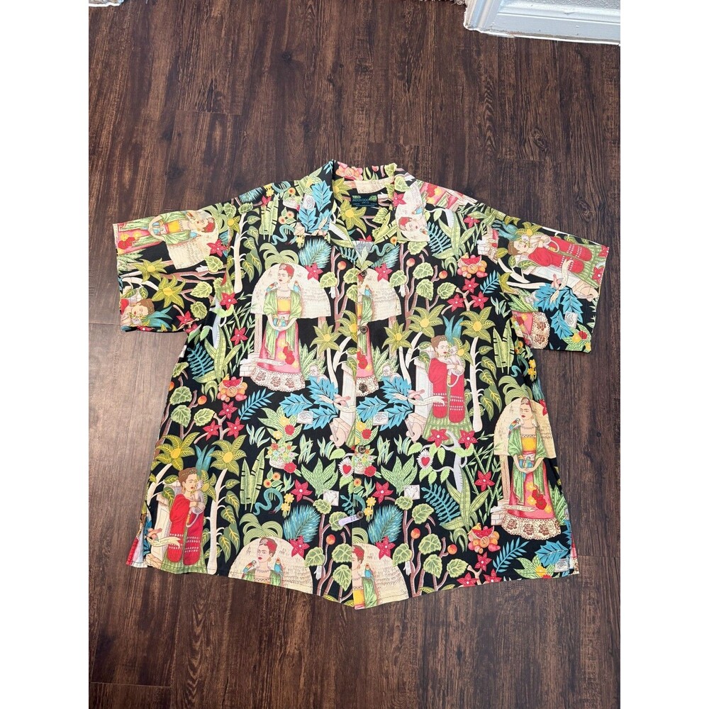 Moon Dog Shirt Co Men’s Shirt 3XL Handmade Frida Kahlo Aloha Print Short Sleeve